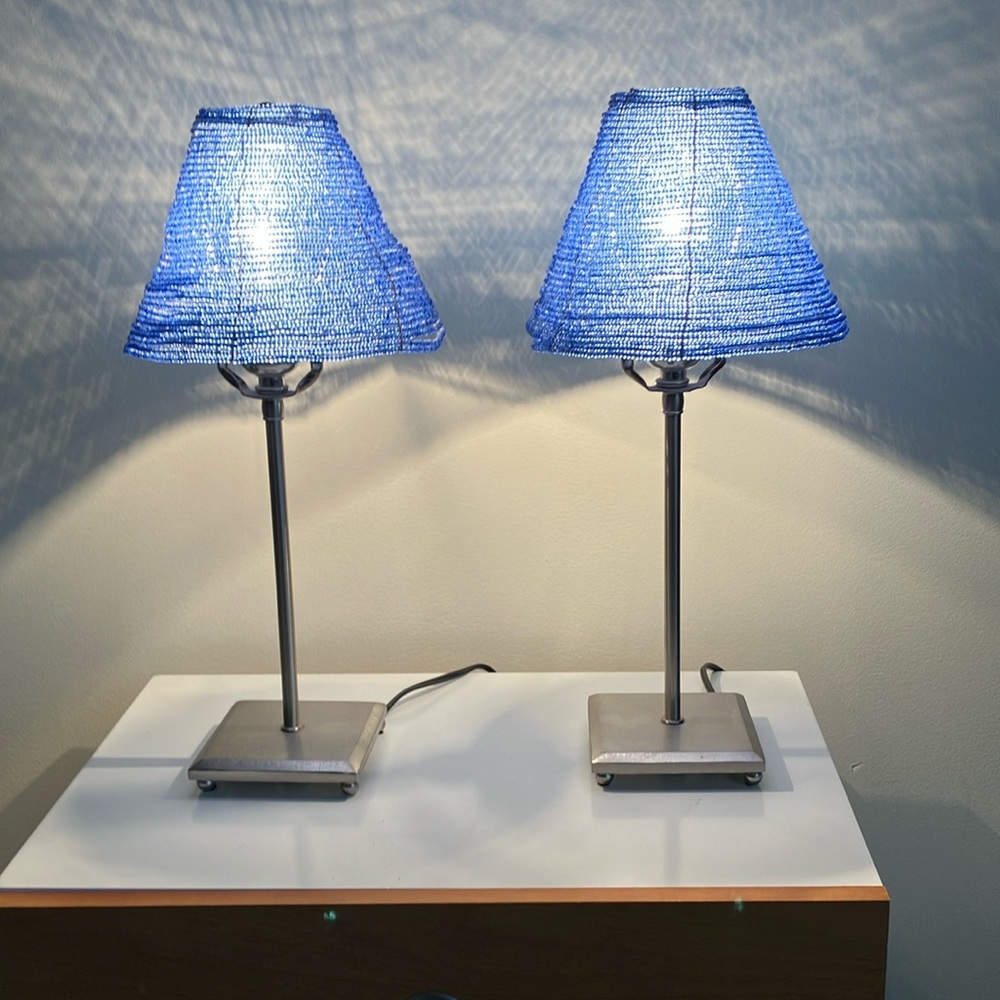 Blue Beaded Table Lamps Set